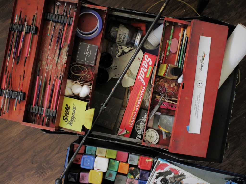 Kate Cook ' s Traveling art toolbox 