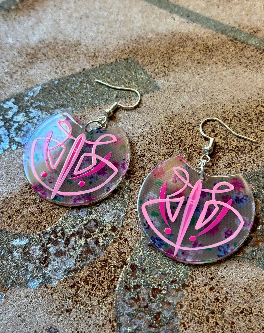 Floral Acrylic Pinstripe Earrings image 1