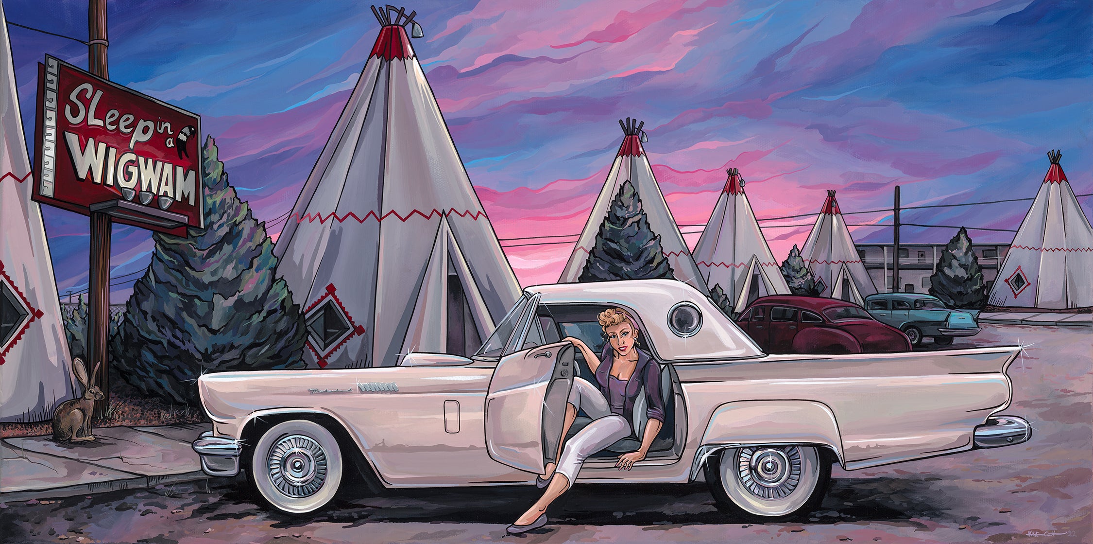 Route 66 Original Painting – Asphalt Canvas Custom Art