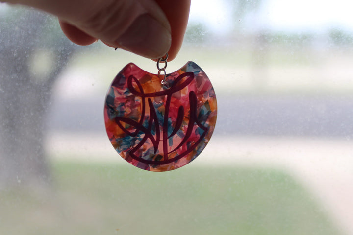 Light Purple Tortoise Shell Acrylic Pinstripe Earrings image 1