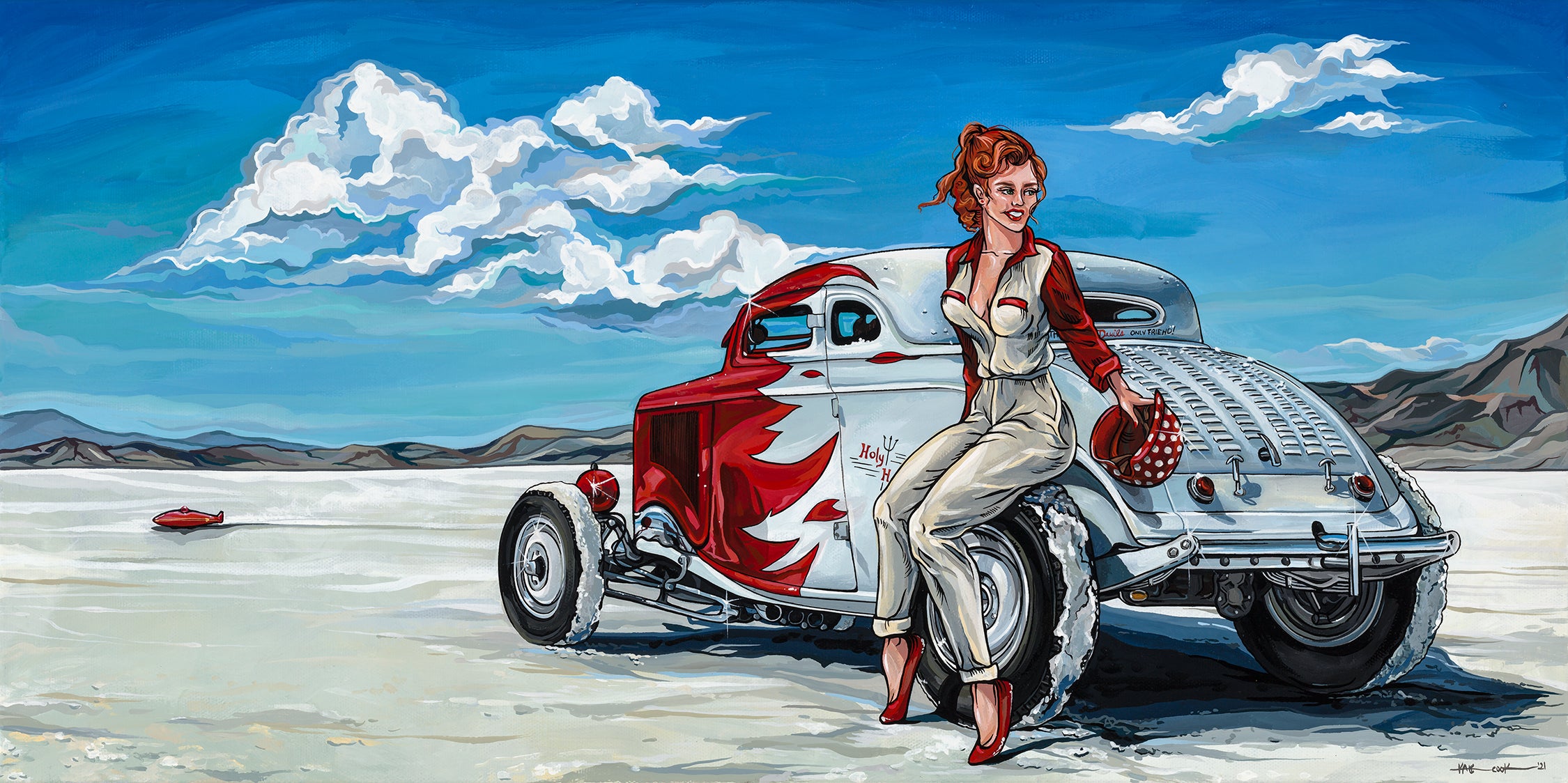 Bonneville Salt Flats Original Painting – Asphalt Canvas Custom Art