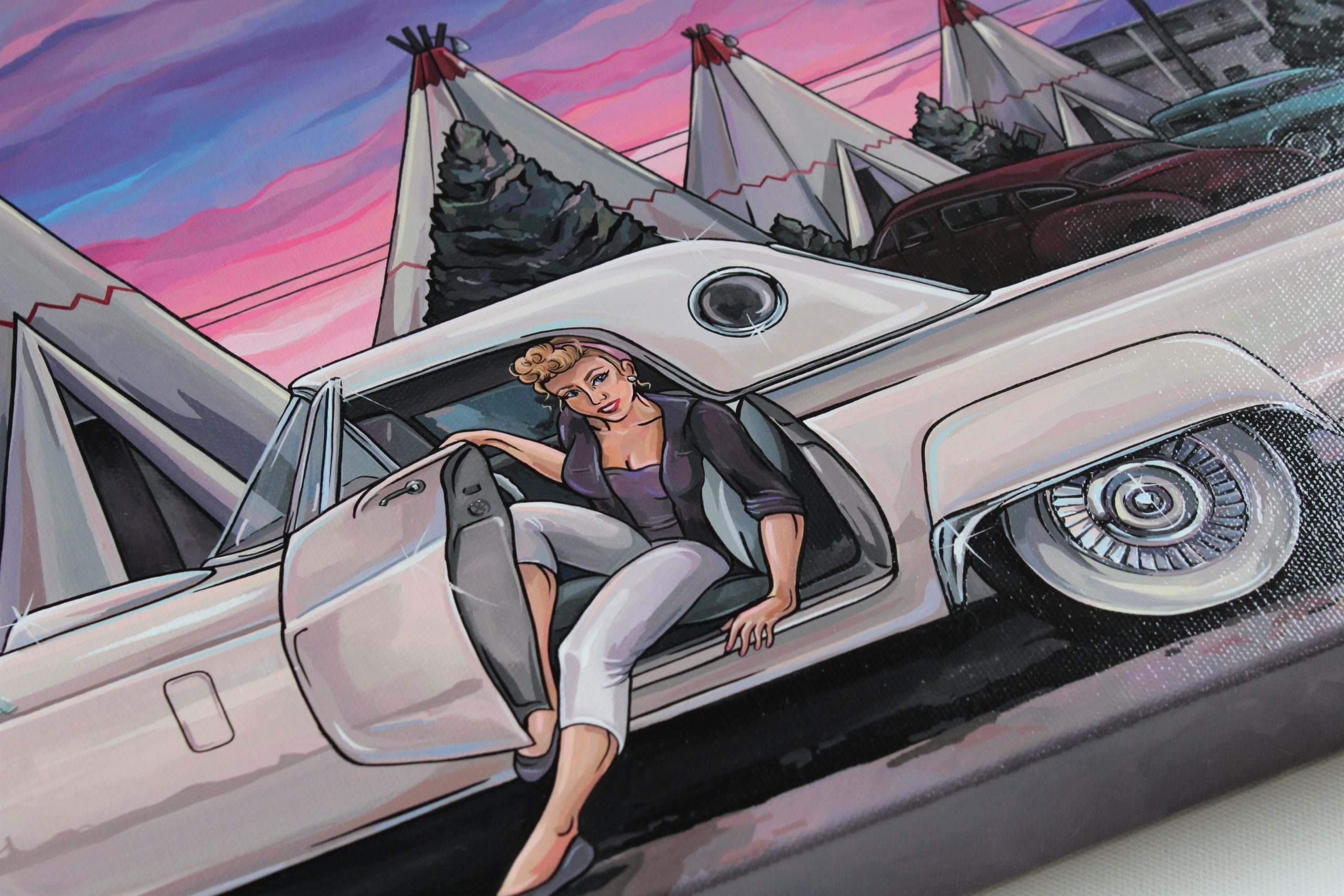 Route 66 Original Painting – Asphalt Canvas Custom Art