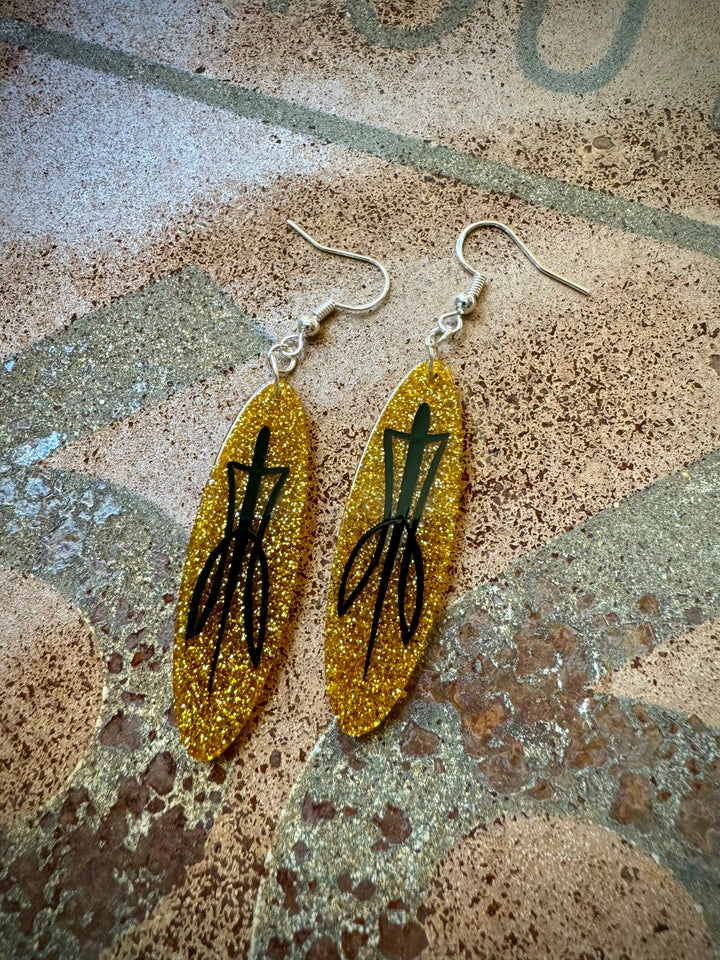 Gold Sparkle Acrylic Pinstripe Earrings image 0