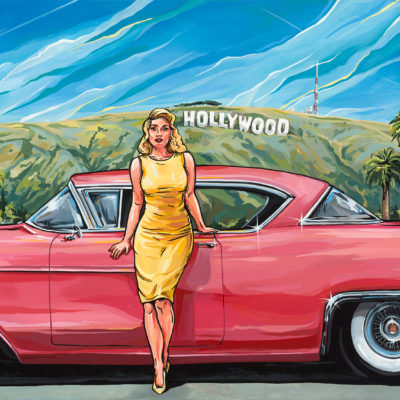 Hollywood, 12"x24", Enamel on Canvas by Kate Cook