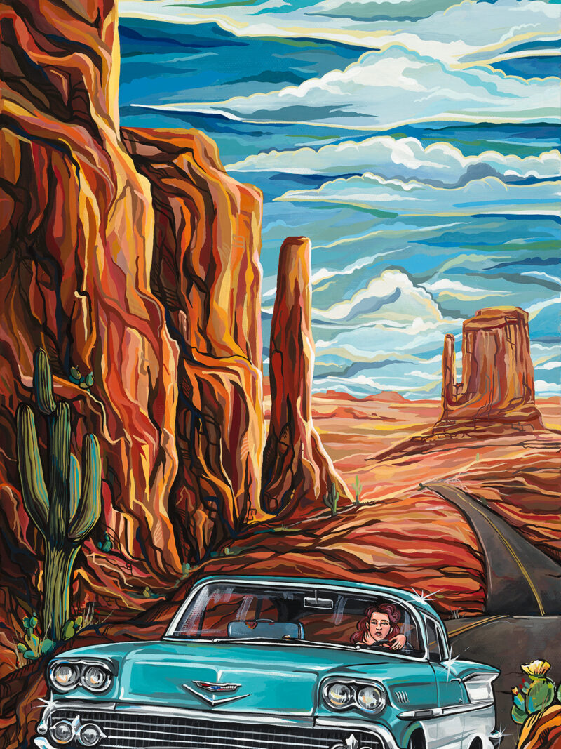 Monument Valley, 12"x24", Enamel on Canvas by Kate Cook