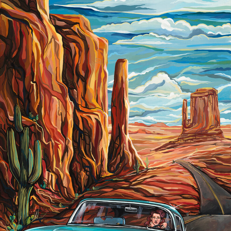 Monument Valley, 12"x24", Enamel on Canvas by Kate Cook