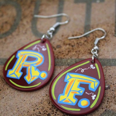 Red Rat Fink Acrylic Pinstripe Earrings by Kate Cook