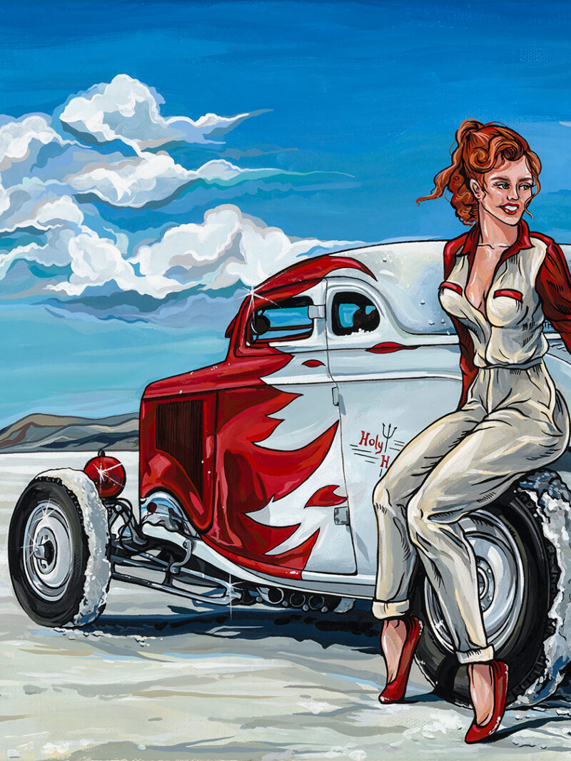 "Bonneville" | 12"x24" | Automotive paint on canvas by Kate Cook