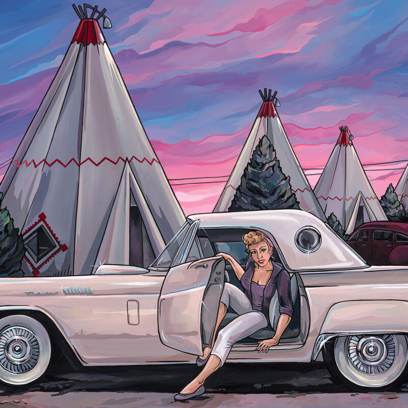 "Route 66" | 12"x24" | Automotive paint on canvas by Kate Cook