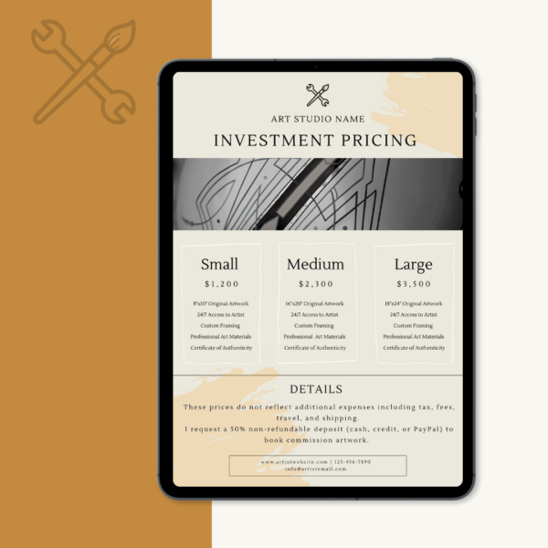 Price Sheet Template for Sales Page